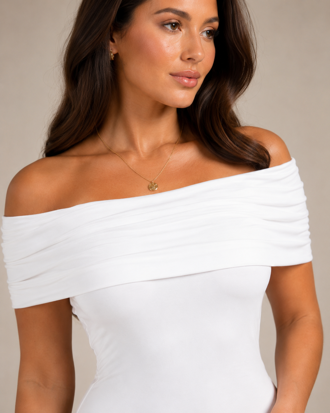 Loovay Orelisse Off-Shoulder Maxi-jurk met Open Rug