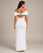 Loovay Orelisse Off-Shoulder Maxi-jurk met Open Rug