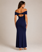 Loovay Orelisse Off-Shoulder Maxi-jurk met Open Rug