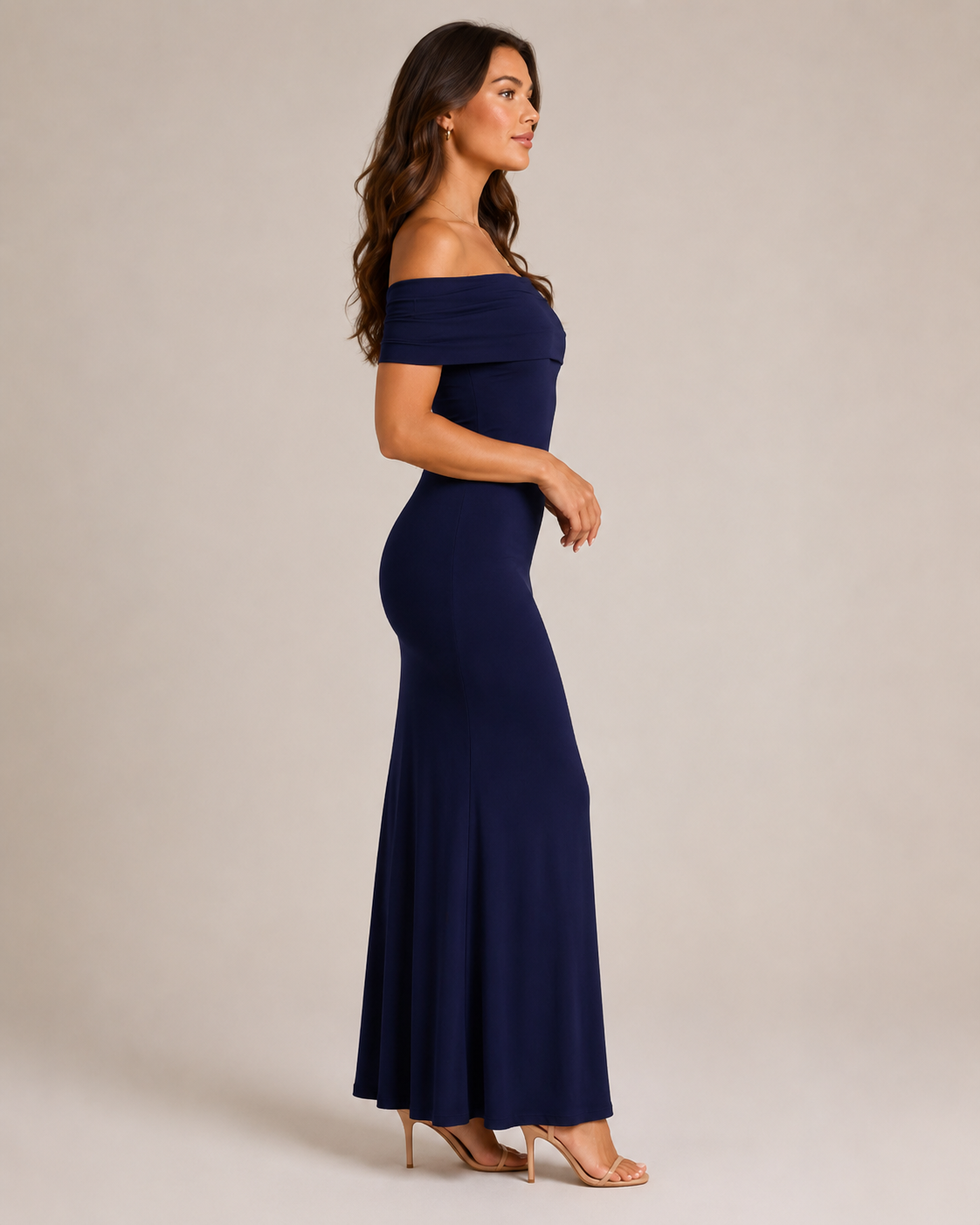 Loovay Orelisse Off-Shoulder Maxi-jurk met Open Rug
