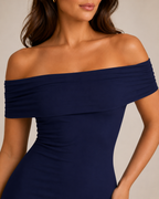 Loovay Orelisse Off-Shoulder Maxi-jurk met Open Rug