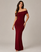 Loovay Orelisse Off-Shoulder Maxi-jurk met Open Rug