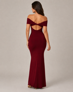 Loovay Orelisse Off-Shoulder Maxi-jurk met Open Rug