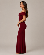 Loovay Orelisse Off-Shoulder Maxi-jurk met Open Rug