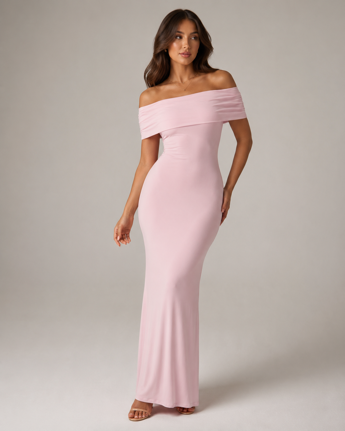 Loovay Orelisse Off-Shoulder Maxi-jurk met Open Rug