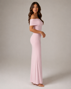 Loovay Orelisse Off-Shoulder Maxi-jurk met Open Rug
