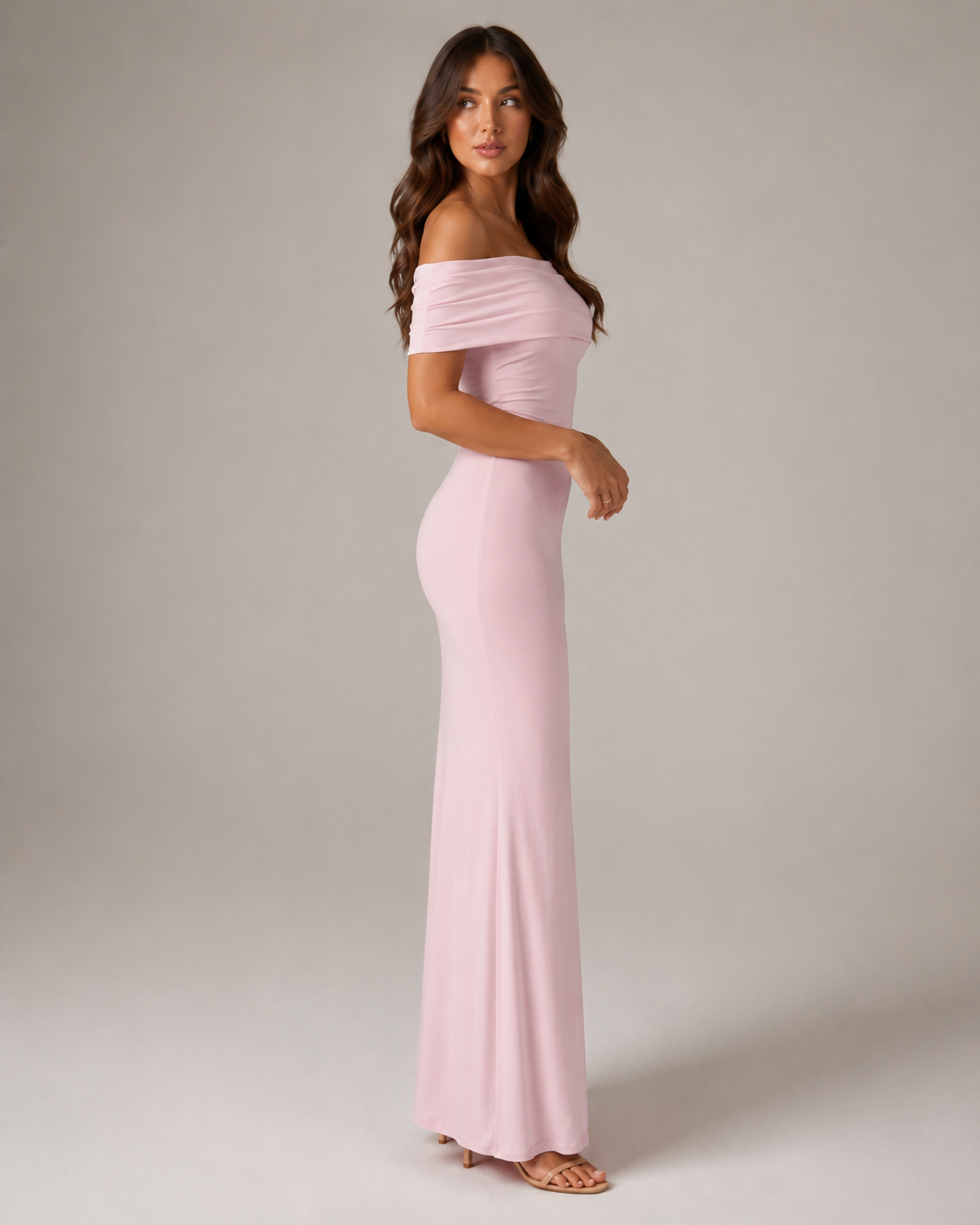 Loovay Orelisse Off-Shoulder Maxi-jurk met Open Rug