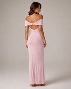 Loovay Orelisse Off-Shoulder Maxi-jurk met Open Rug