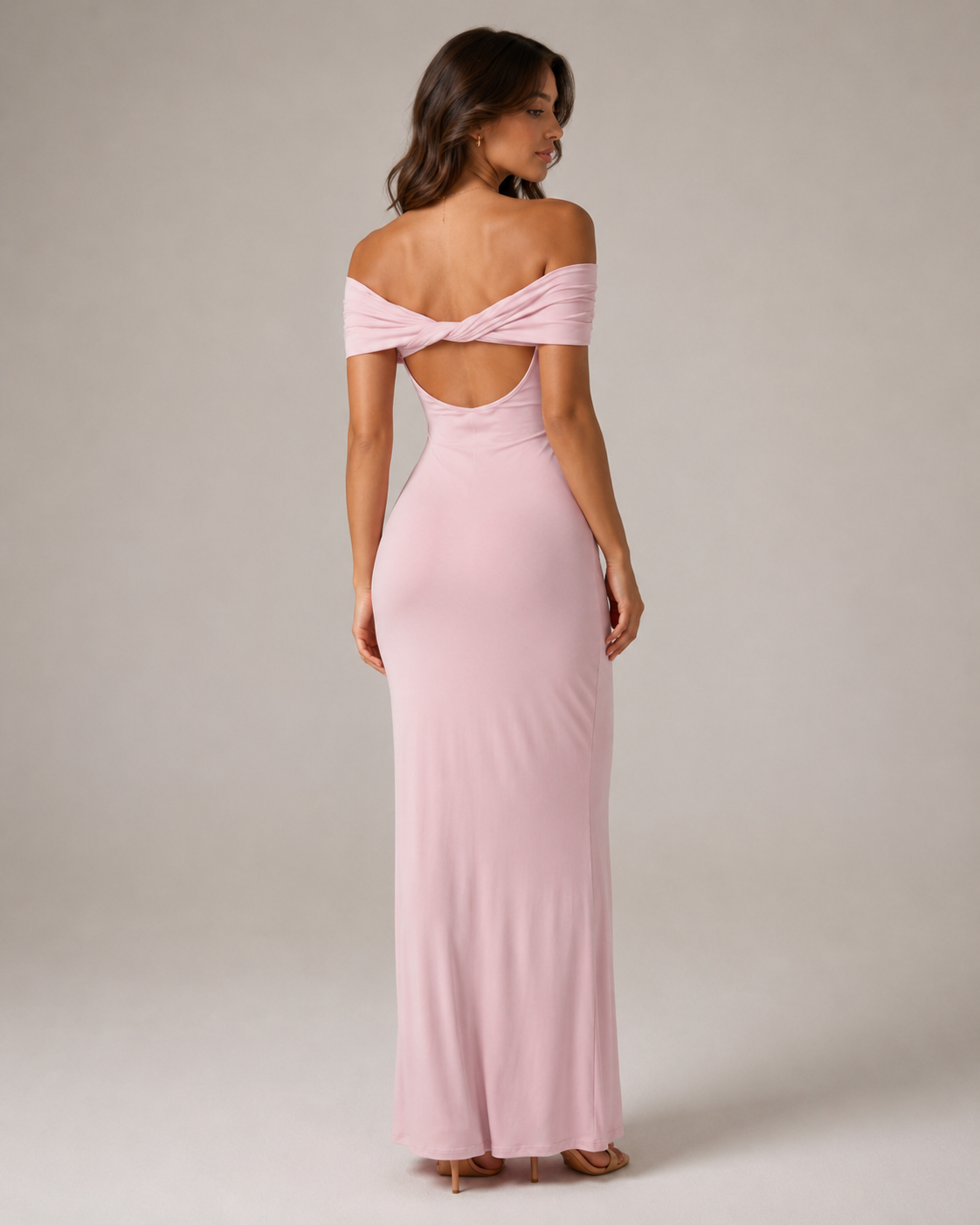 Loovay Orelisse Off-Shoulder Maxi-jurk met Open Rug
