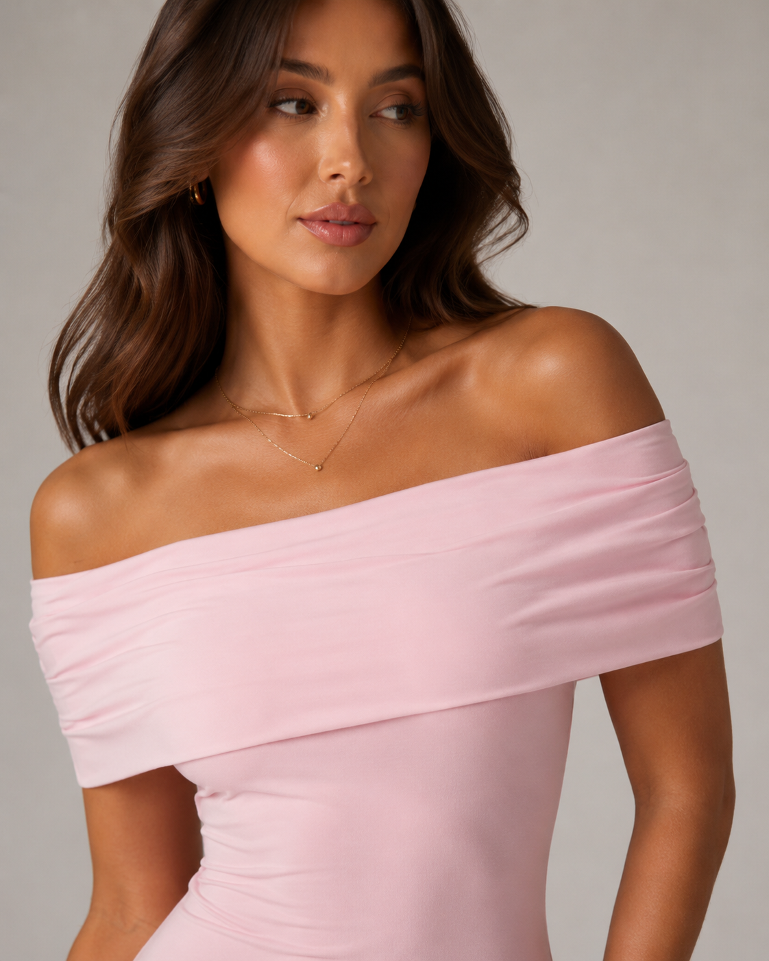 Loovay Orelisse Off-Shoulder Maxi-jurk met Open Rug