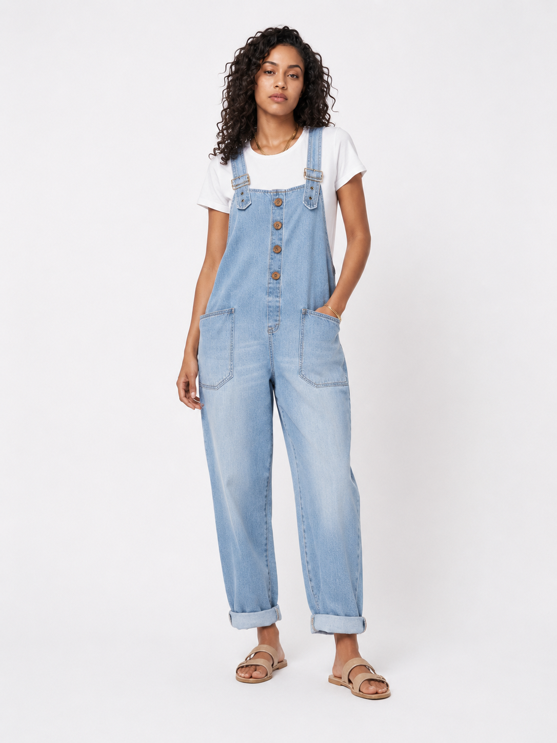 Loovay Denova Jumpsuit, Verstelbare Denim Bandjes