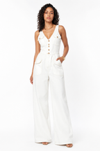 Loovay Elvara Jumpsuit, Denim V Hals Design