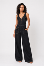 Loovay Elvara Jumpsuit, Denim V Hals Design