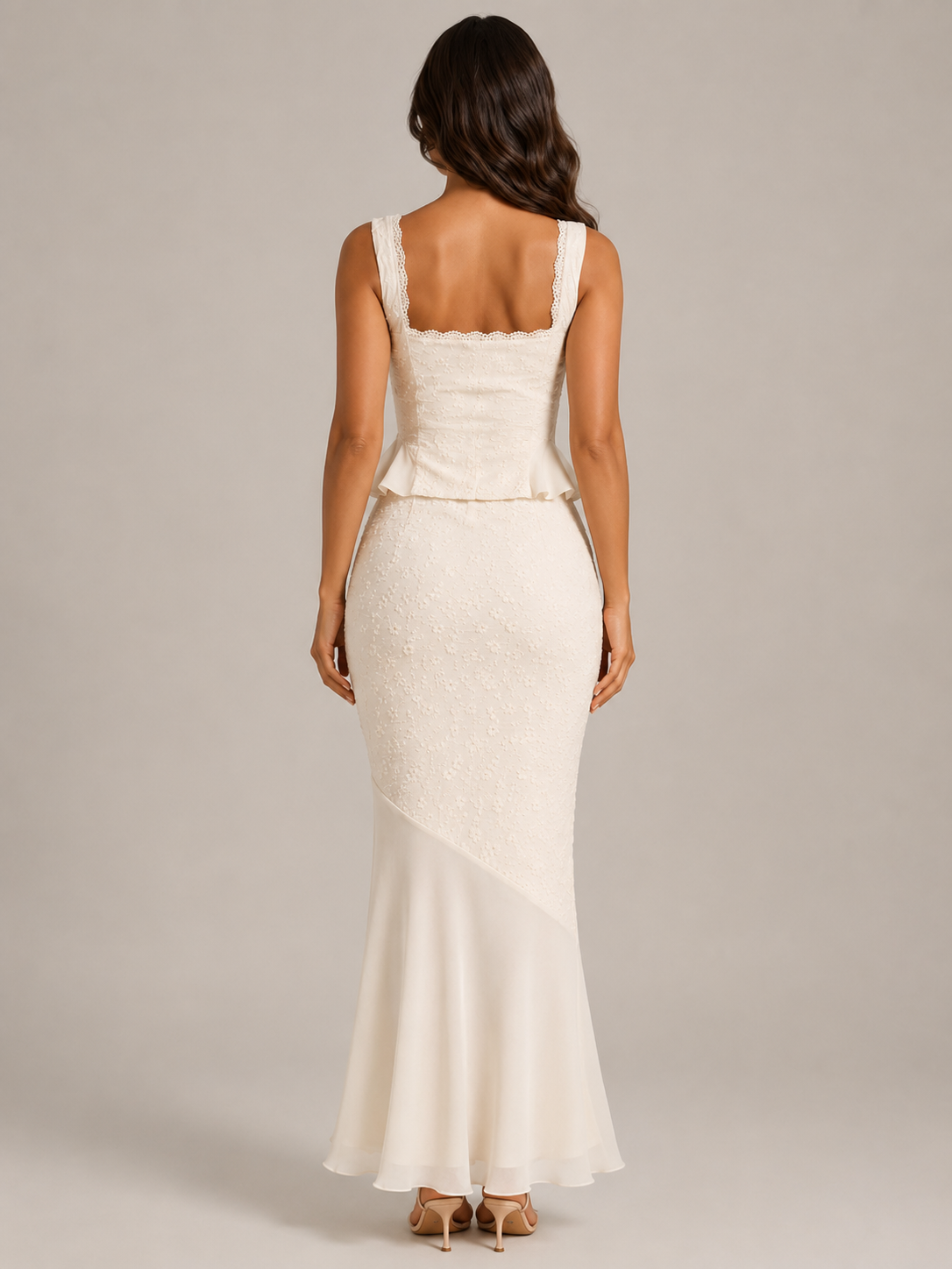 Loovay Florenne Set, Kanten Top en Maxi Rok
