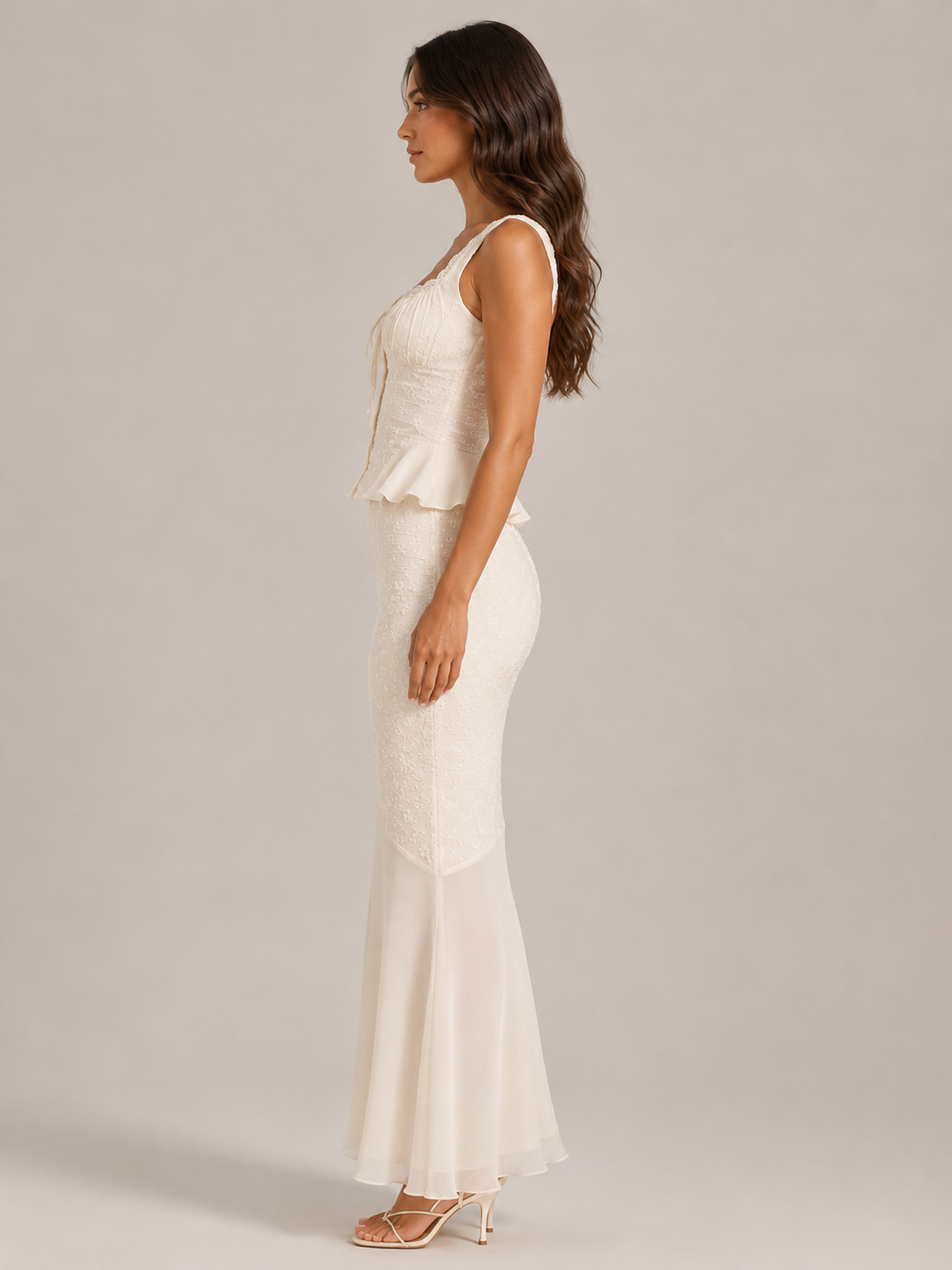 Loovay Florenne Set, Kanten Top en Maxi Rok