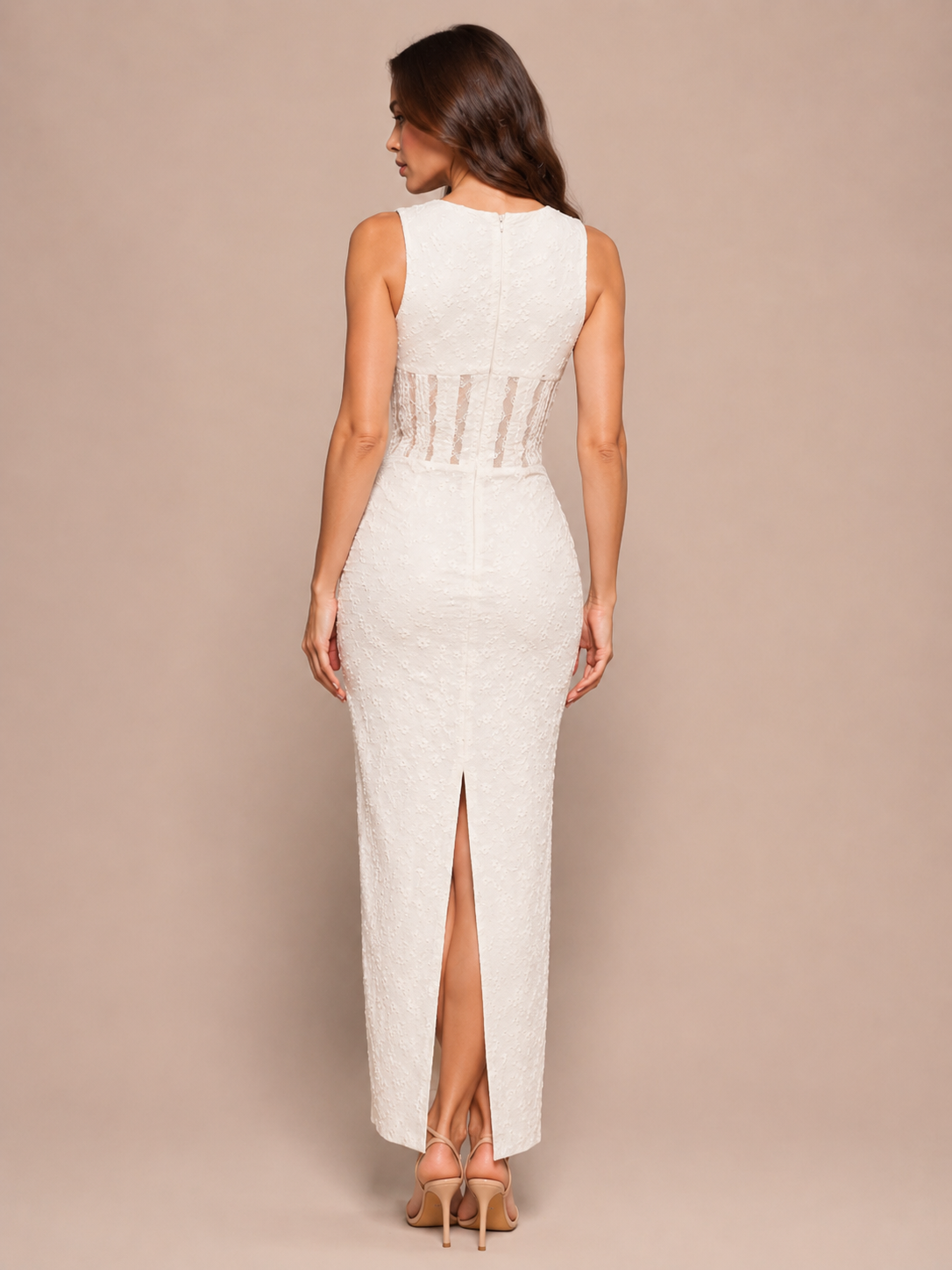 Loovay Fiorenne Jurk, Witte Maxi Jurk met Kant