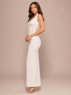 Loovay Fiorenne Jurk, Witte Maxi Jurk met Kant