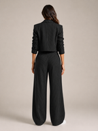 Loovay Line Krijtstreep Blazer en Wide Leg Broek Set