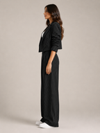 Loovay Line Krijtstreep Blazer en Wide Leg Broek Set
