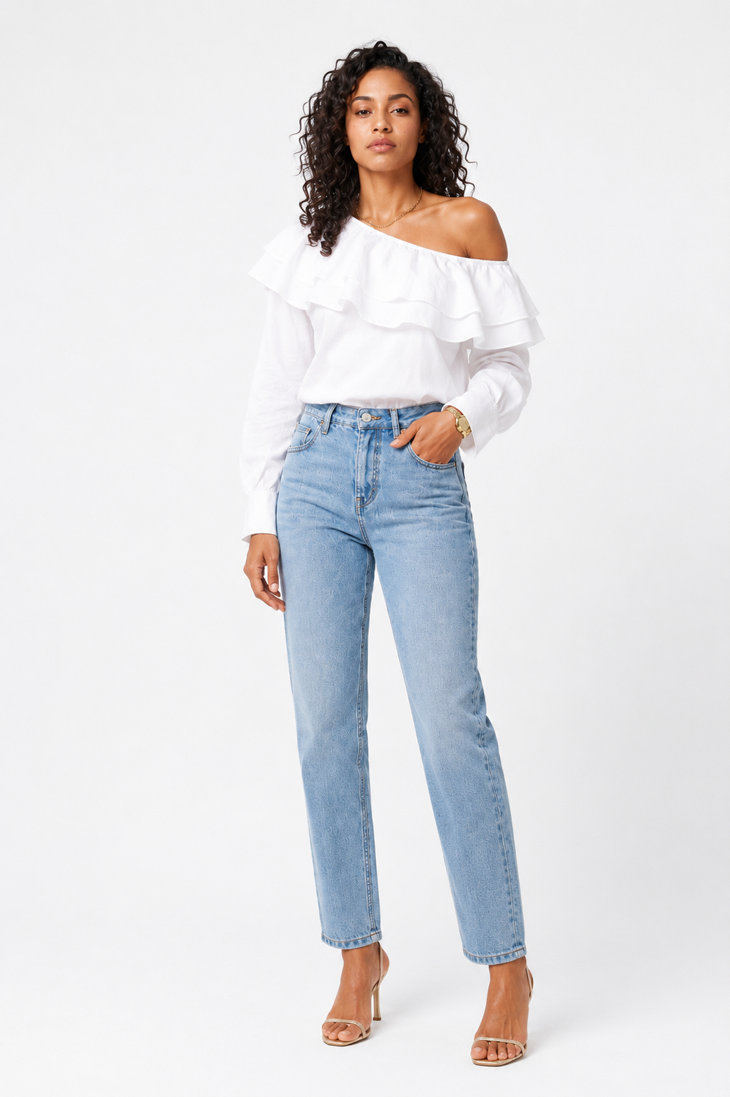 Loovay Rosamira Blouse, Off Shoulder Ruches