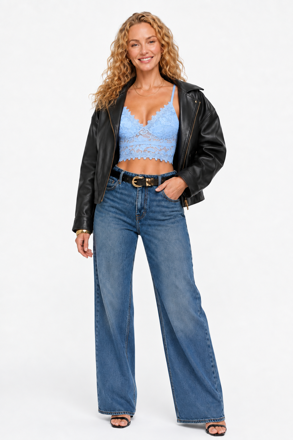 Loovay Améllia Top, Kanten V-Hals Elegantie