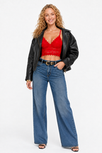 Loovay Améllia Top, Kanten V-Hals Elegantie