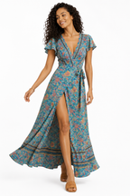 Loovay Solenne Jurk, Boho Wikkel Maxi Design