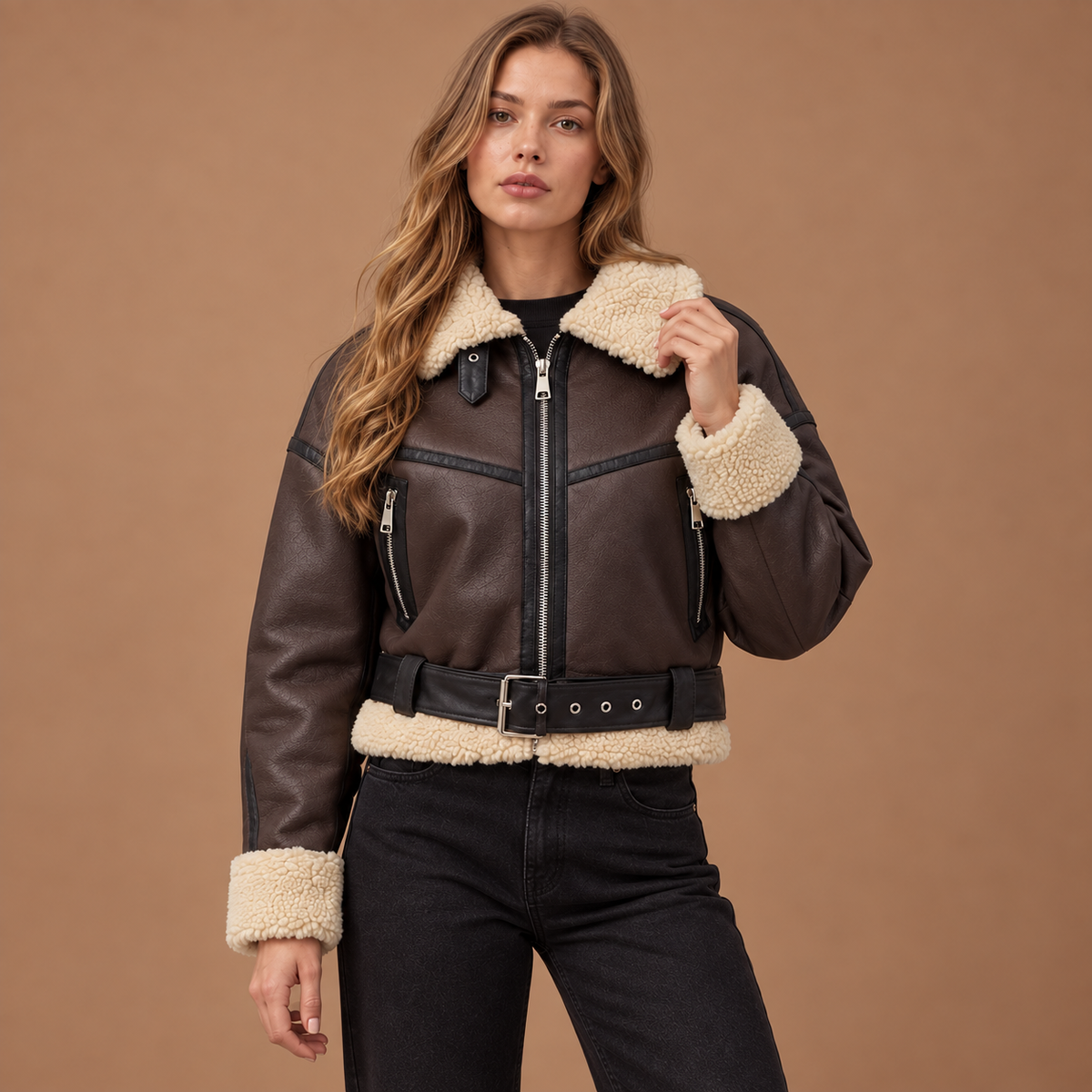 Loovay Noreva Aviator Jas met Teddy Details
