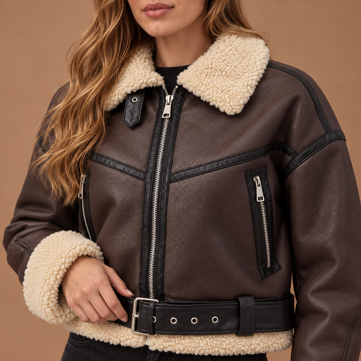 Loovay Noreva Aviator Jas met Teddy Details