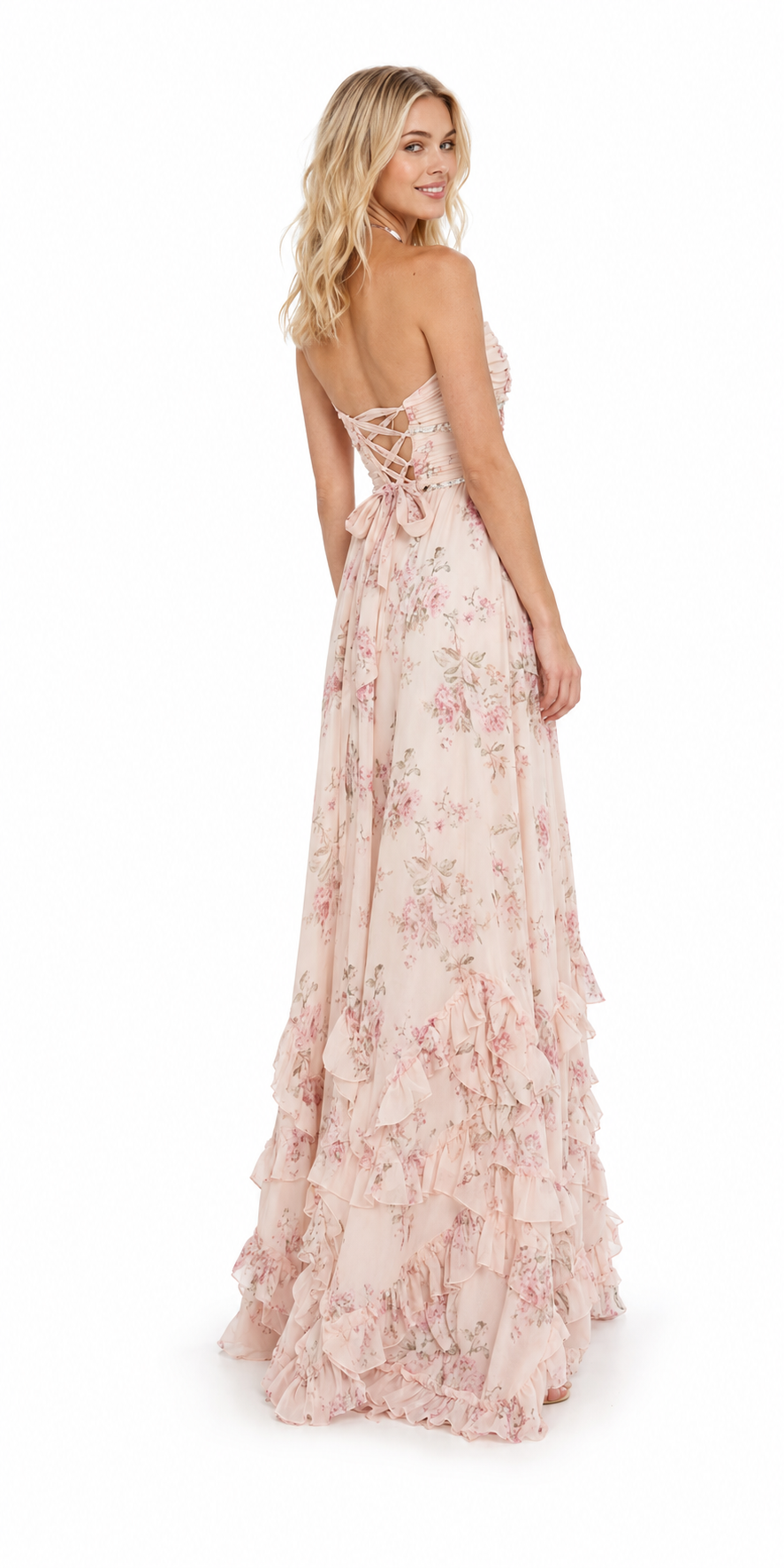 Loovay Azuréa, Halter Maxi Jurk met Ruches