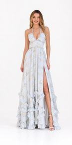 Loovay Azuréa, Halter Maxi Jurk met Ruches