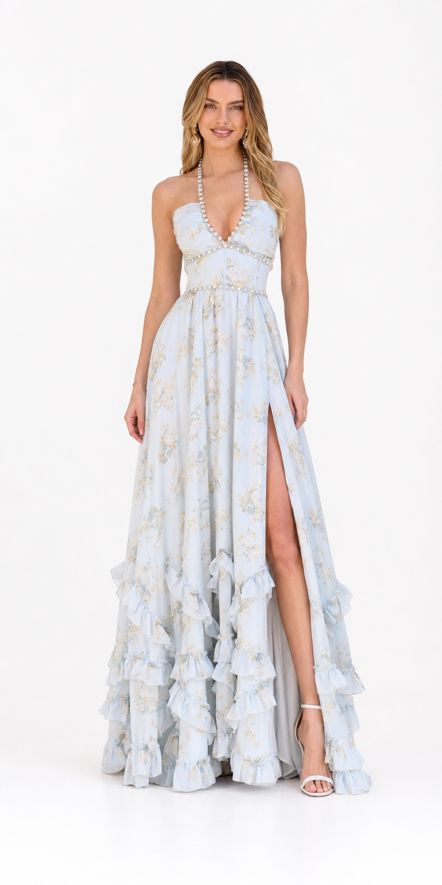 Loovay Azuréa, Halter Maxi Jurk met Ruches