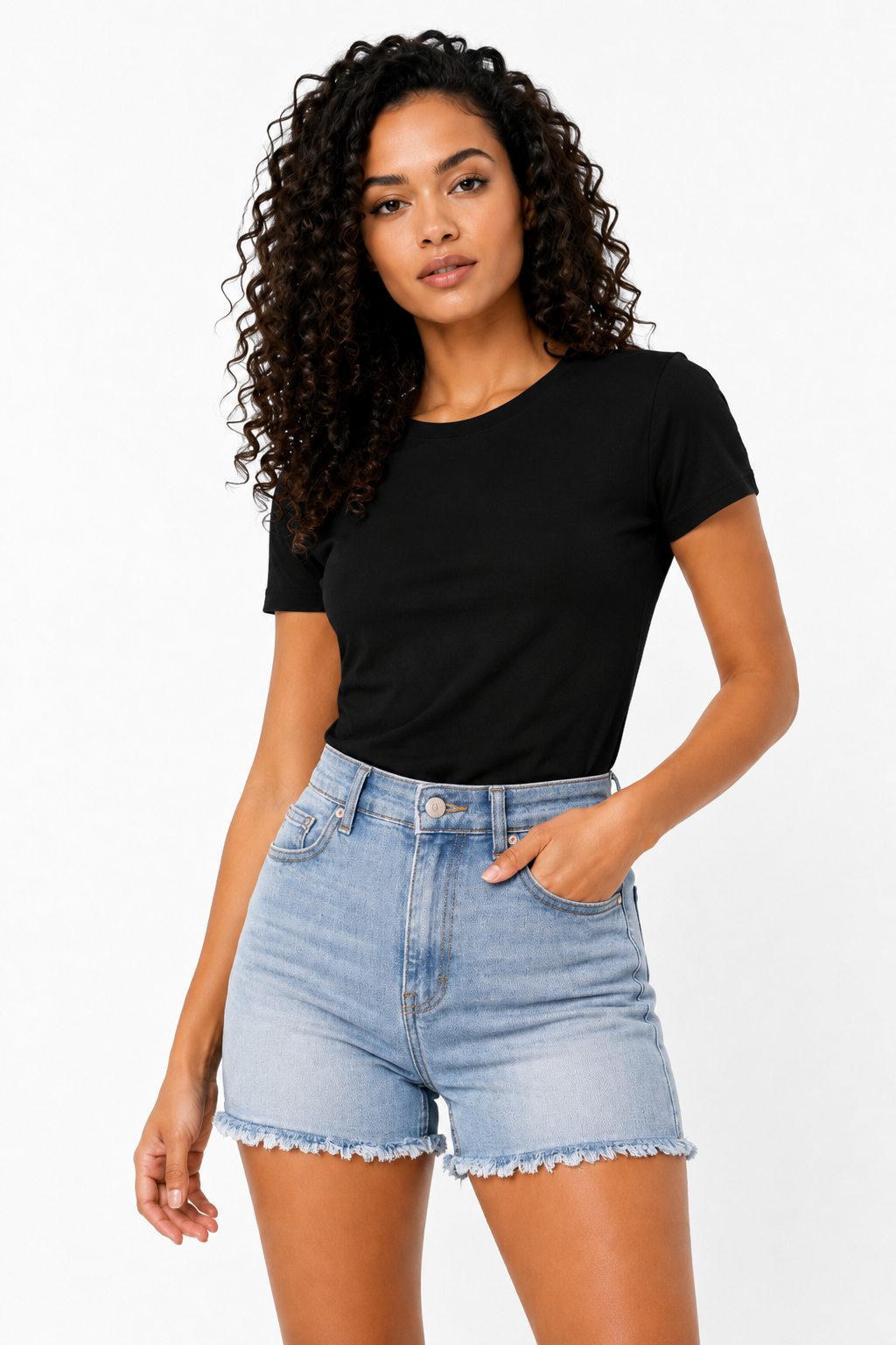 Loovay Zarelle Short, High Waist Denim Design