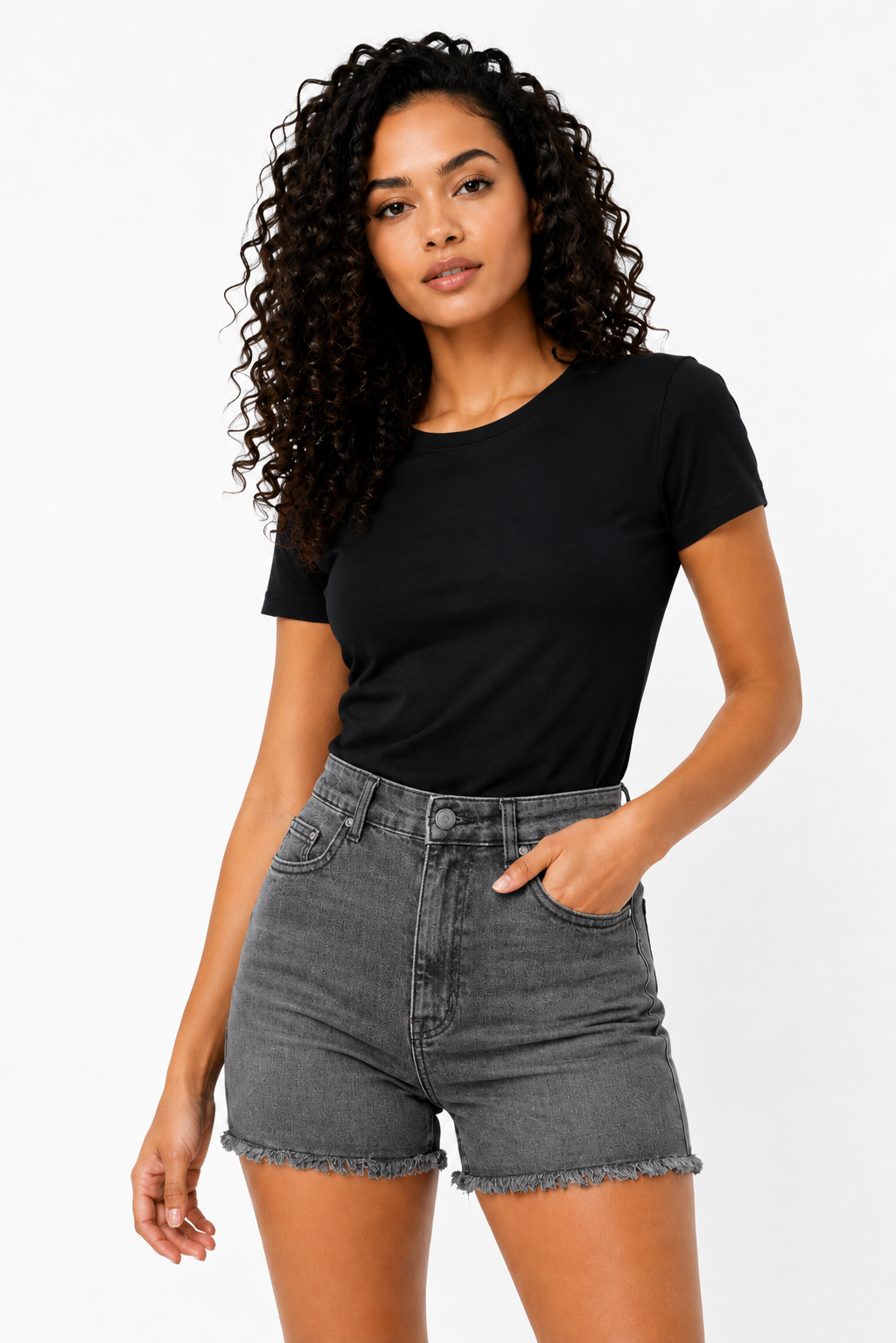 Loovay Zarelle Short, High Waist Denim Design
