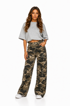 Loovay Vantara Jeans, Camo Wide Leg Design
