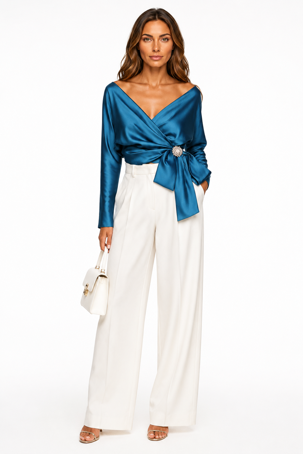 Loovay Veloura Blouse, Satijnlook Klassiek Design
