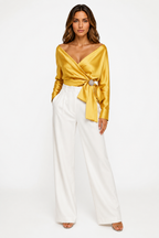 Loovay Veloura Blouse, Satijnlook Klassiek Design