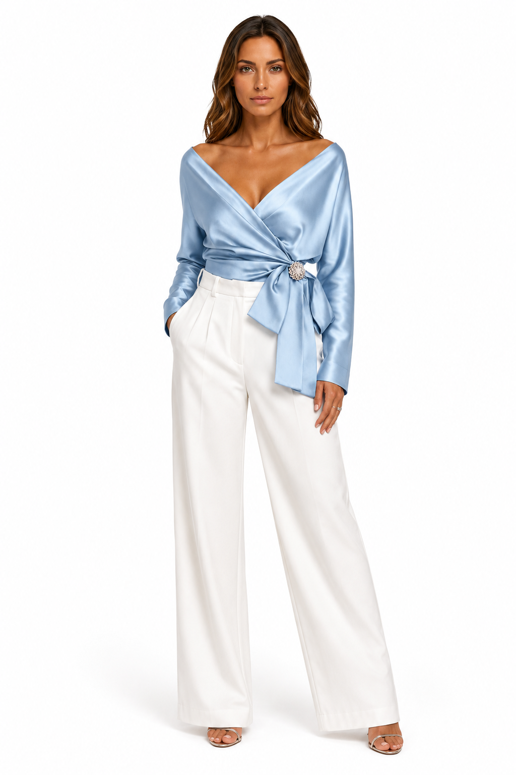 Loovay Veloura Blouse, Satijnlook Klassiek Design