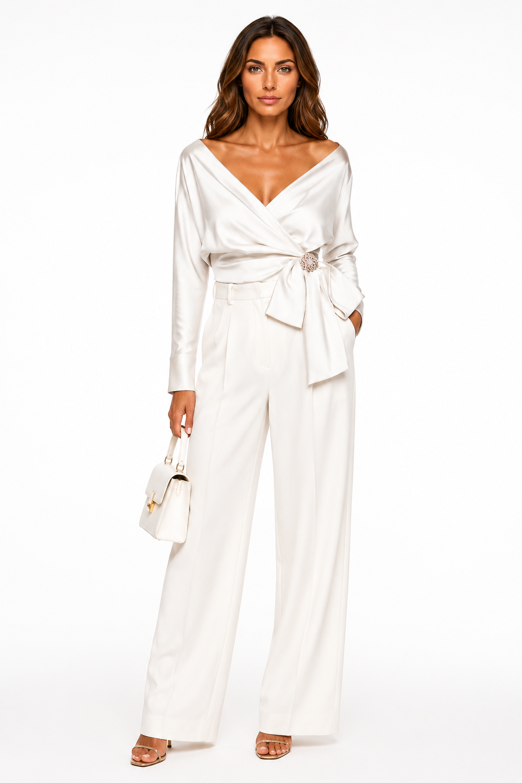 Loovay Veloura Blouse, Satijnlook Klassiek Design