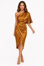 Loovay Avélisse Jurk, One Shoulder Midi Design