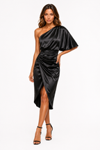 Loovay Avélisse Jurk, One Shoulder Midi Design