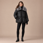 Loovay Talisia Pufferjas met Faux Fur Kraag