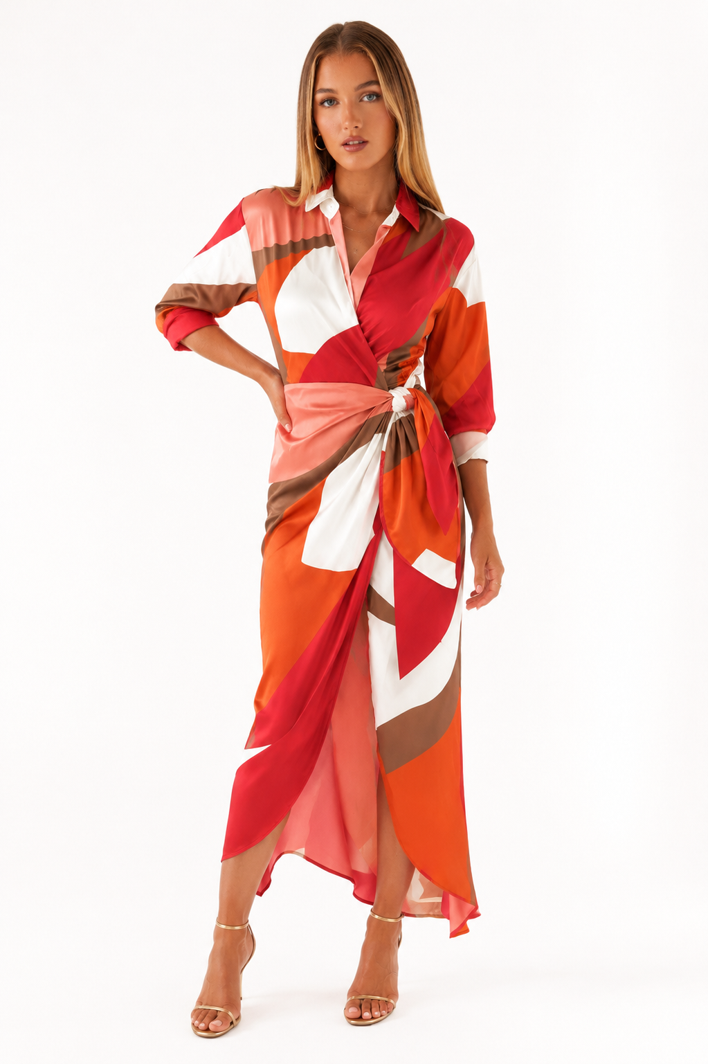 Loovay Novéra Jurk, Grafische Print Maxi Design