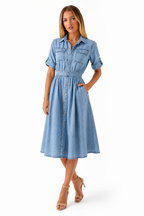 Loovay Denimora Jurk, Midi Denim Look Design