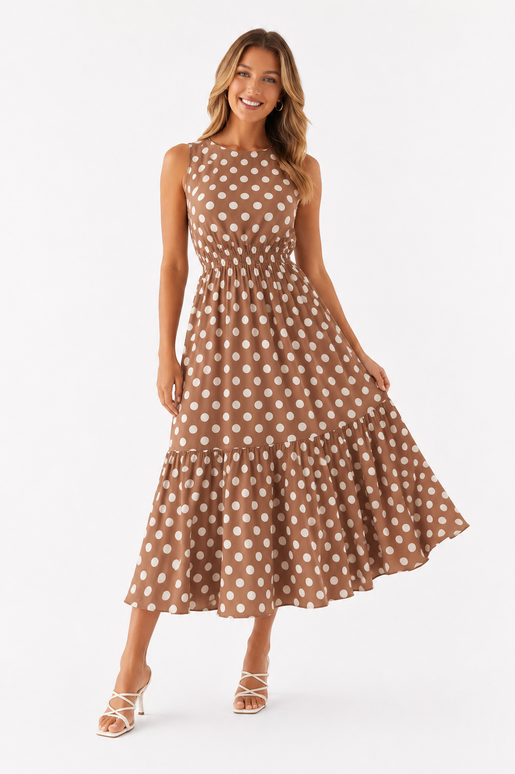 Loovay Anoria Jurk, Polka Dot Midi Design