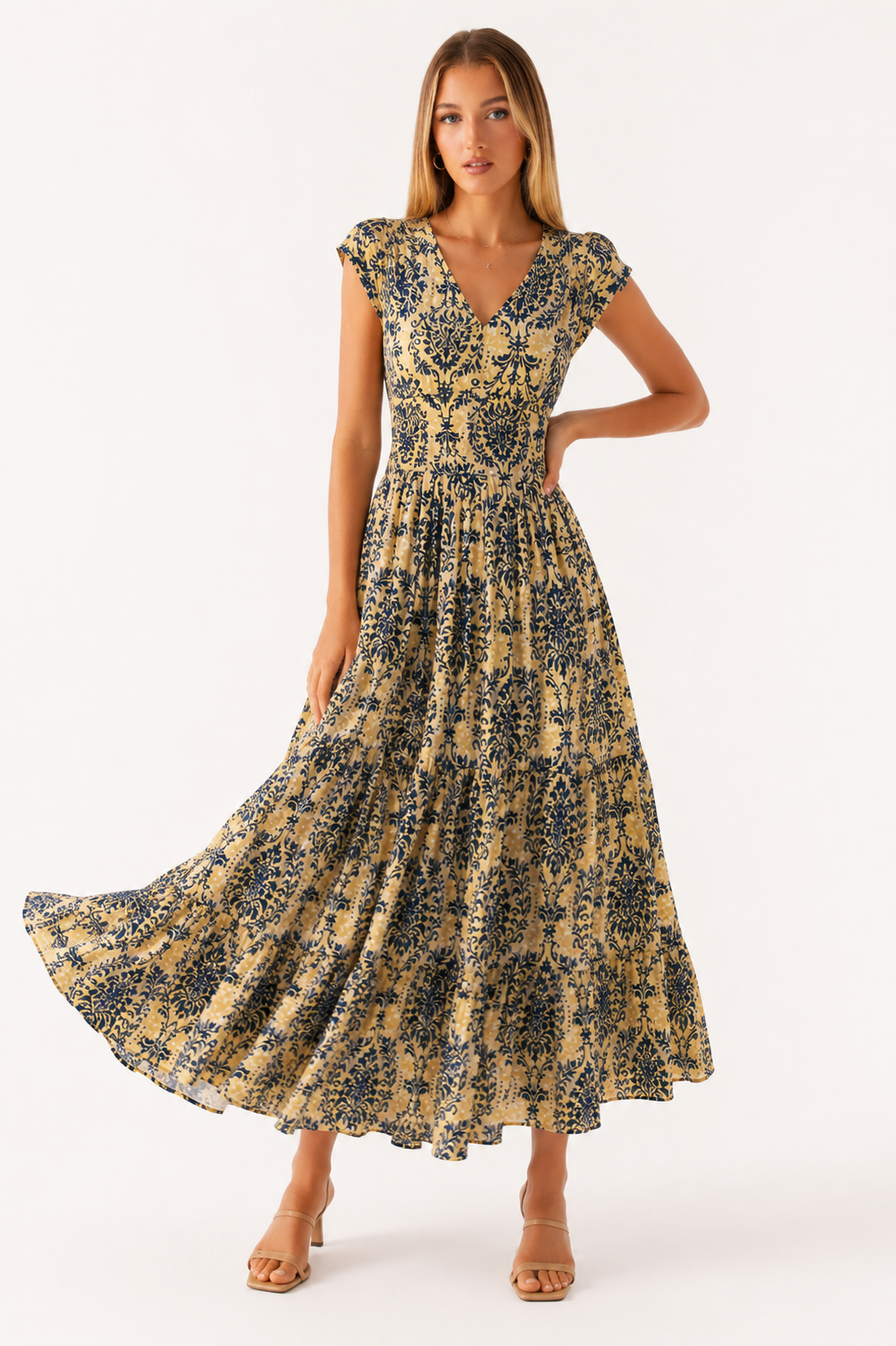 Loovay Florenza Jurk, Bloemenprint Maxi Design