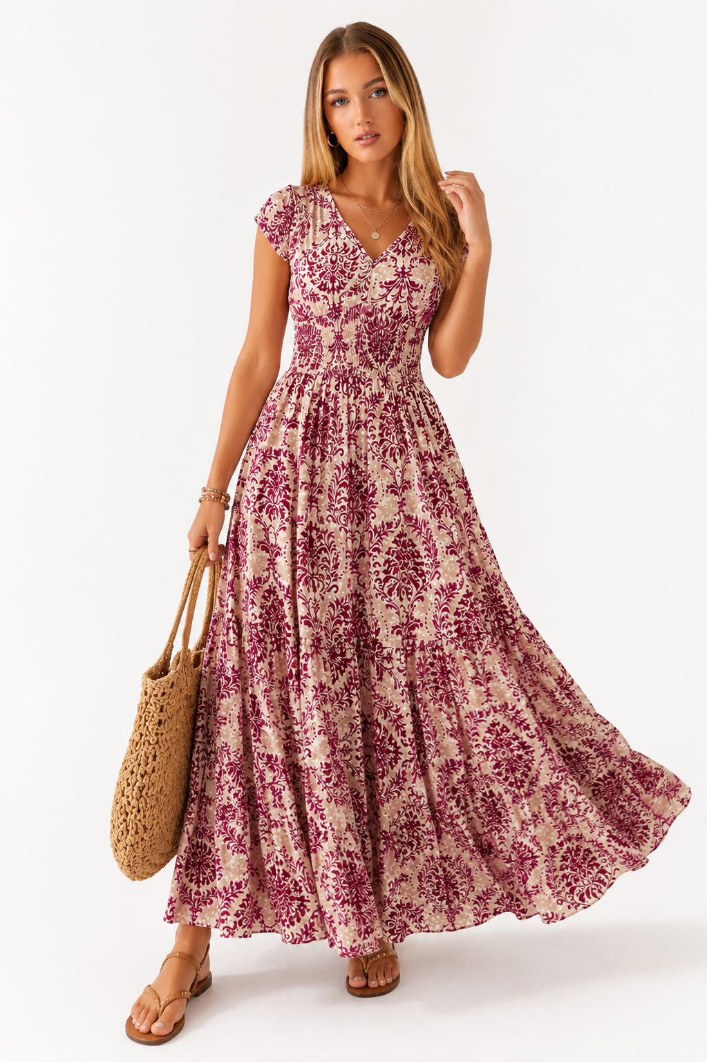 Loovay Florenza Jurk, Bloemenprint Maxi Design