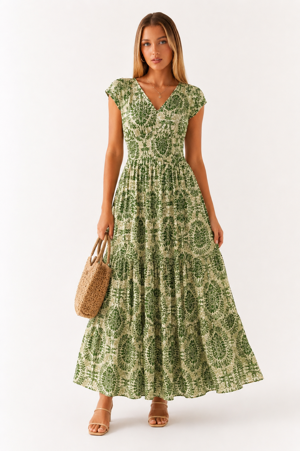 Loovay Florenza Jurk, Bloemenprint Maxi Design