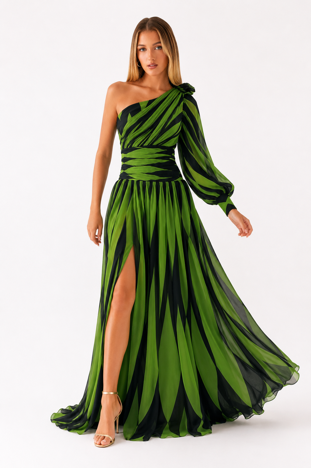 Loovay Aurélia Jurk, One Shoulder Maxi Design