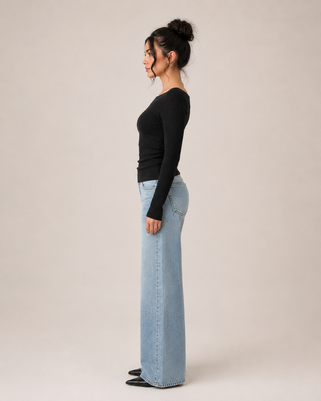 Loovay Norelle Top, Zwarte Off-Shoulder Top